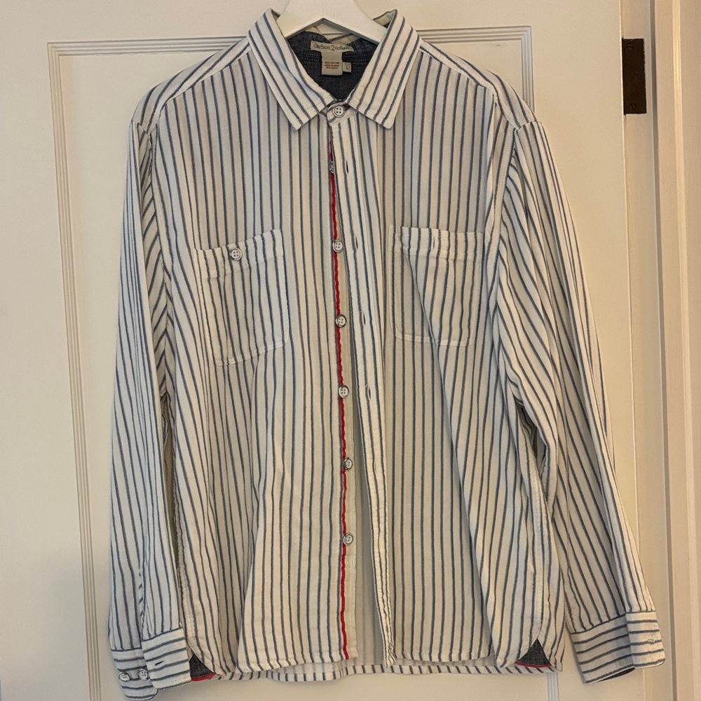 Classic Blue and White Striped Men's Shirt
